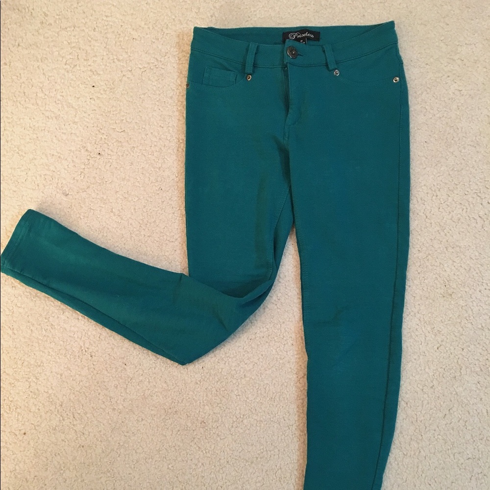 Pine green dressy skinny jeans